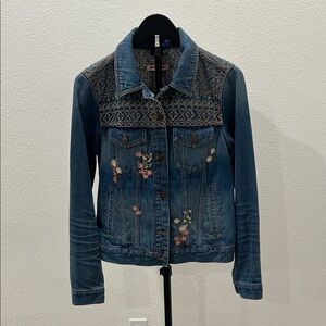 Johnny Was Embroidered Blue Denim Jacket